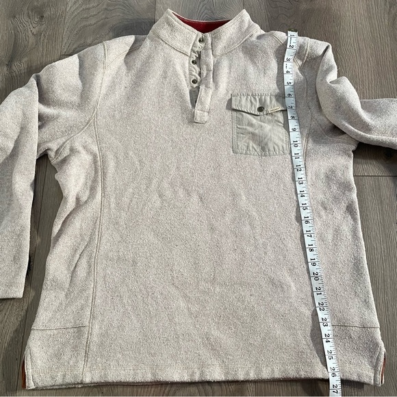 EUC WOOLRICH L/S 1/2 Snap Button High Neck Henley Sweater Top Beige M1763 MENS M - Picture 4 of 7